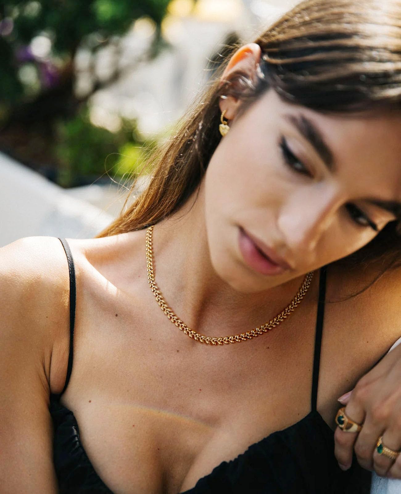 Aobei Pearl 18K Gold Plated Paperclip Chain Choker Satellite Chain Freshwater Cultured Biwa Pearl Pendant Necklace Dainty Turquoise Jewelry for Women