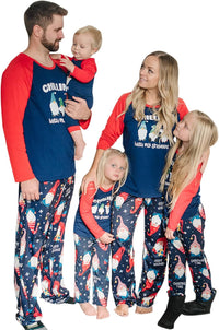 IFFEI Matching Family Pajamas Sets Christmas PJ's Letter Print Top and Plaid Bottom Sleepwear Jammies with Pockets