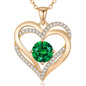 Personalized Double Heart Birthstone Necklace for Women – Sterling Silver Gift