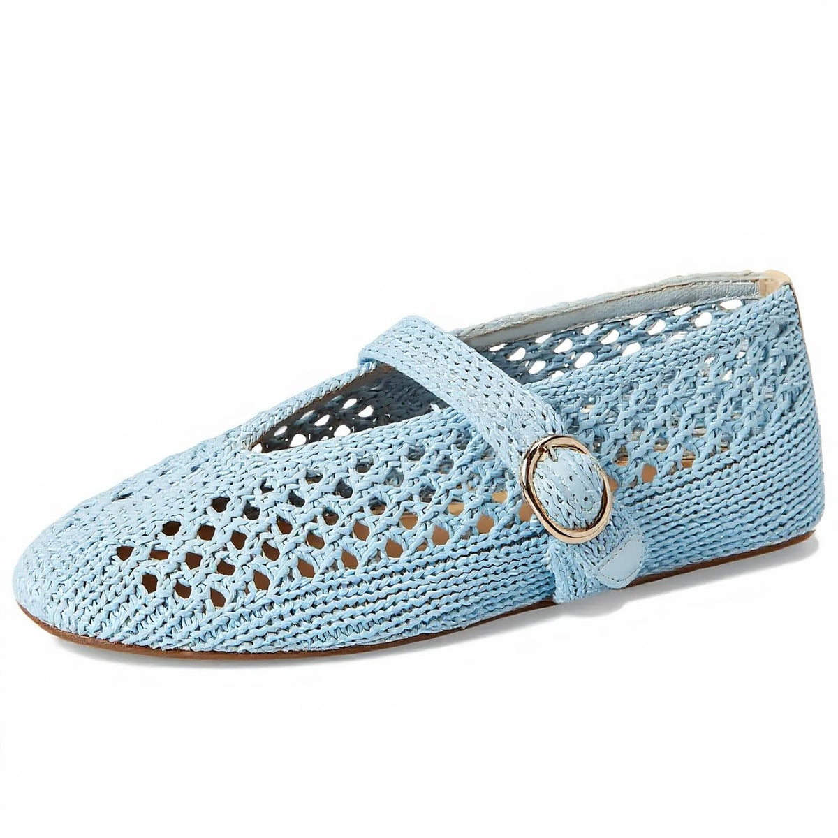 Woven Ballet Flats Women Mesh Raffia Flats Round Toe Mary Janes Comfortable Ballerina Flat Shoes