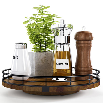 AMH Lazy Susan Wooden Organizer for Table Top