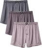 DAVID ARCHY Stretch Satin Boxers for Men, Silk Feeling Boxer Shorts, Breathable Loose Men's Underwear for Sleep 3 Pack