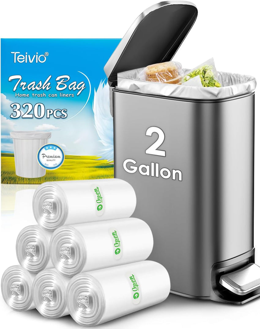 10 Gallon 200 Counts Extra Strong Trash Bags Tall Kitchen Garbage Bags by Teivio, 9 Gallon 10 Gallon,Bathroom Trash Can Bin Liners, Intended for Home,Plastic Bags for office kitchen Garden,Black