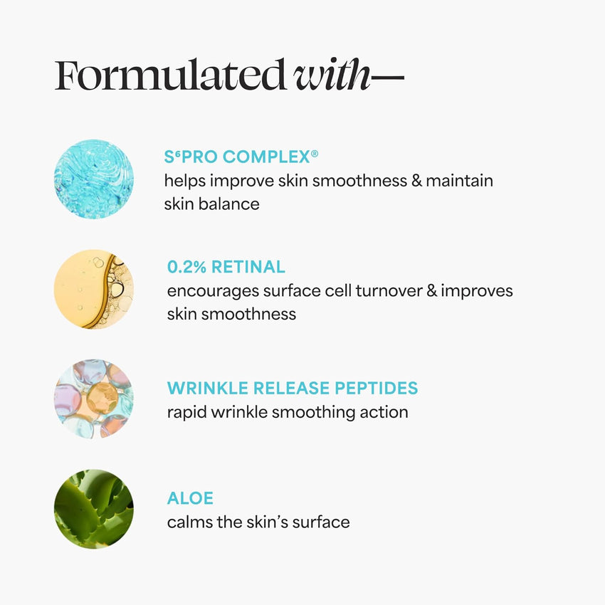TULA Skin Care A+ Renewal Advanced Retinal + Peptides Serum - Nightly Facial Serum, Boosts Radiance and Hydrates, 1.01 Fl. oz.