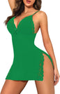 Sexy Night Gowns for Women Babydoll Lingerie Dress Lace Trim Sleep Dress Chemise Nightgowns Side Split Nighty