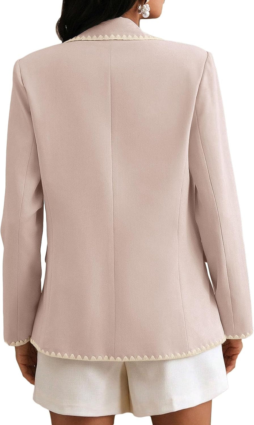 Mina Self Casual Blazer for Women 2025 Fall Pink Lightweight Business Casual Work Professional Office Trendy Cute Dressy Fashion Womens Jacket Women's Blazers & Suit Jackets QY046 Pink L