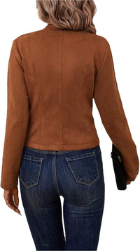 Mina Self Womens Cropped Suede Blazer Jacket 2024 New Spring Fashion Casual Lightweight Petite Fitted Office Outwear Suit…