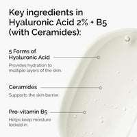 The Ordinary Hyaluronic Acid 2% + B5 (with Ceramides), Multi-Depth Hydration Serum for Plumper, Smoother Skin