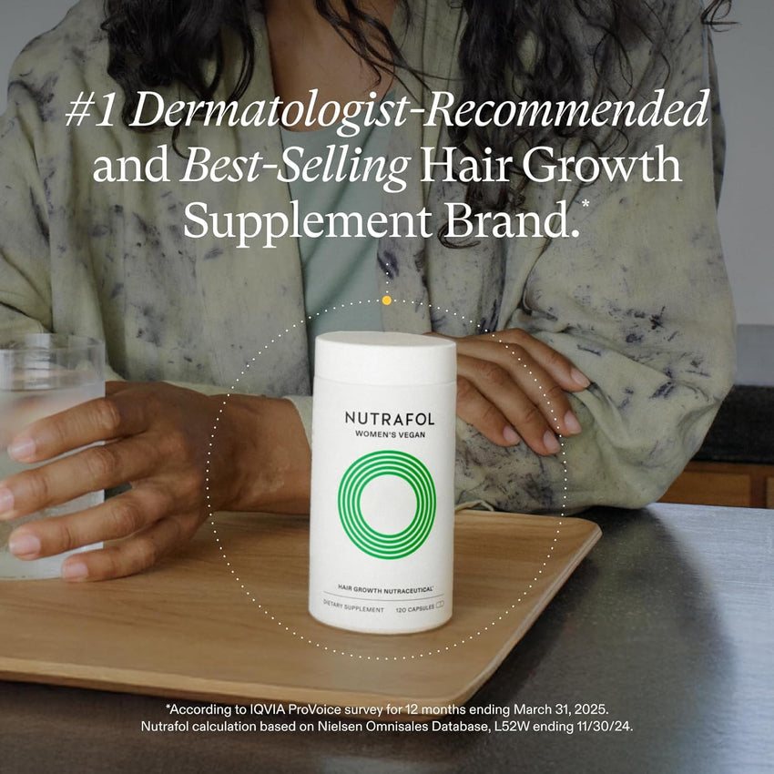 Nutrafol Women's Hair Growth Supplements, For Women 18-44 Years Old, Clinically Tested for Visibly Thicker, Stronger Hair, 100% Vegan Ingredients, Dermatologist Recommended - 1 Month Supply