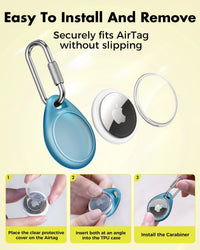 UNBREAKcable AirTag Holder for Apple - 4 Pack Air Tag Case [Professional Carabiner] [Waterproof] [Shockproof] TPU AirTag Keychain for Kids, Pets, Keys, Luggage, Backpacks