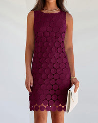 BTFBM Women Hollow Out Circle Embroidered Short Dresses Summer Casual Sleeveless Vacation Party Cocktail Tank Dress