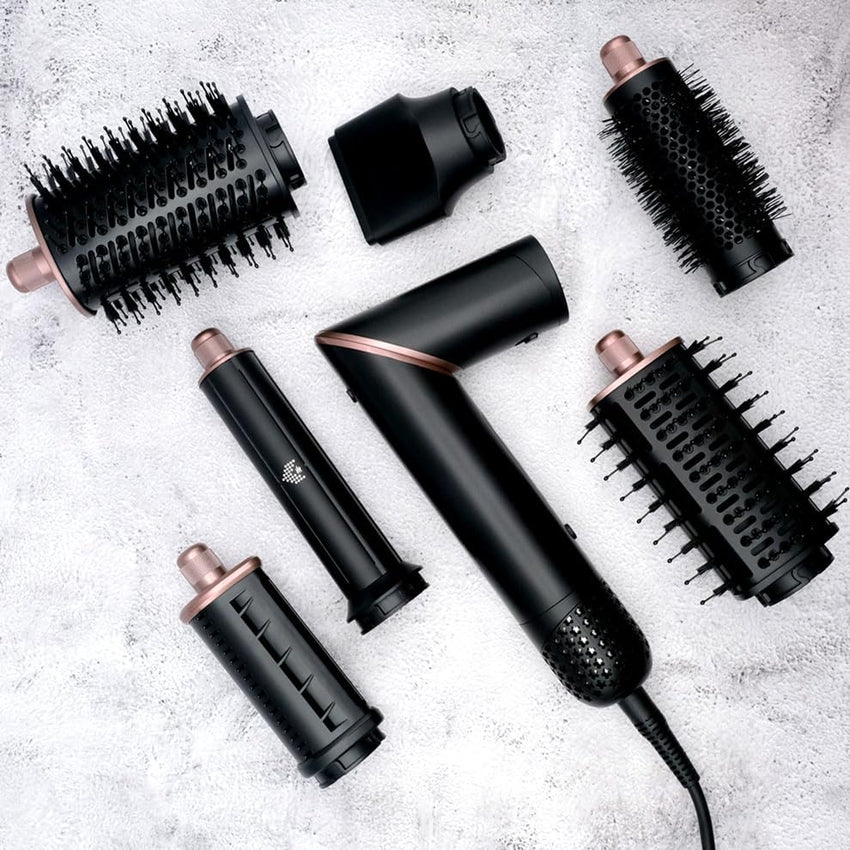 SRILabs StyleWrap Pro 7-in-1 Coanda Air Hair Multi Styler Dryer Brush with Negative Ions, Lighter and Foldable Design, Quiet Brushless Motor, Aviation-Grade Aluminum, Memory Function