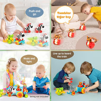 Marstone Baby Toys for 1 2 Year Old Boys and Girls Gifts, Forest Train Car Set for Toddlers 1-2, Push Animal Baby Toys 12-18 Months, Learning Toddler Toys for 1-3 Yr Old Boy Birthday Gift