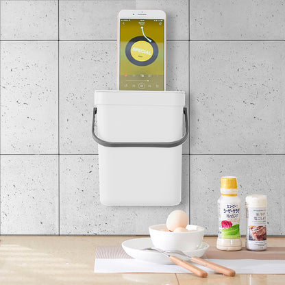EKO Puro Mini Wall-Mounted Kitchen Trash Can with Lid, Food Waste Caddy, 1.32 Gall / 5L (White)