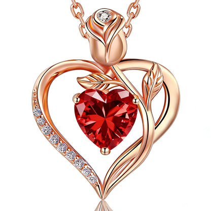 Women's Heart Pendant Necklace – 1.2CT Moissanite or Lab-Grown Sapphire, Ruby & Emerald