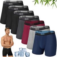 Mens Underwear Breathable Boxer Briefs 7 Pack Bamboo Rayon Boxers for Men Soft Stretchy Men's Underwear with Fly