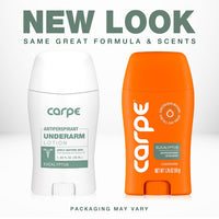 Carpe Underarm Antiperspirant and Deodorant, Clinical strength with all-natural Eucalyptus scent, Combat excessive sweating Stay fresh and dry, Great for hyperhidrosis