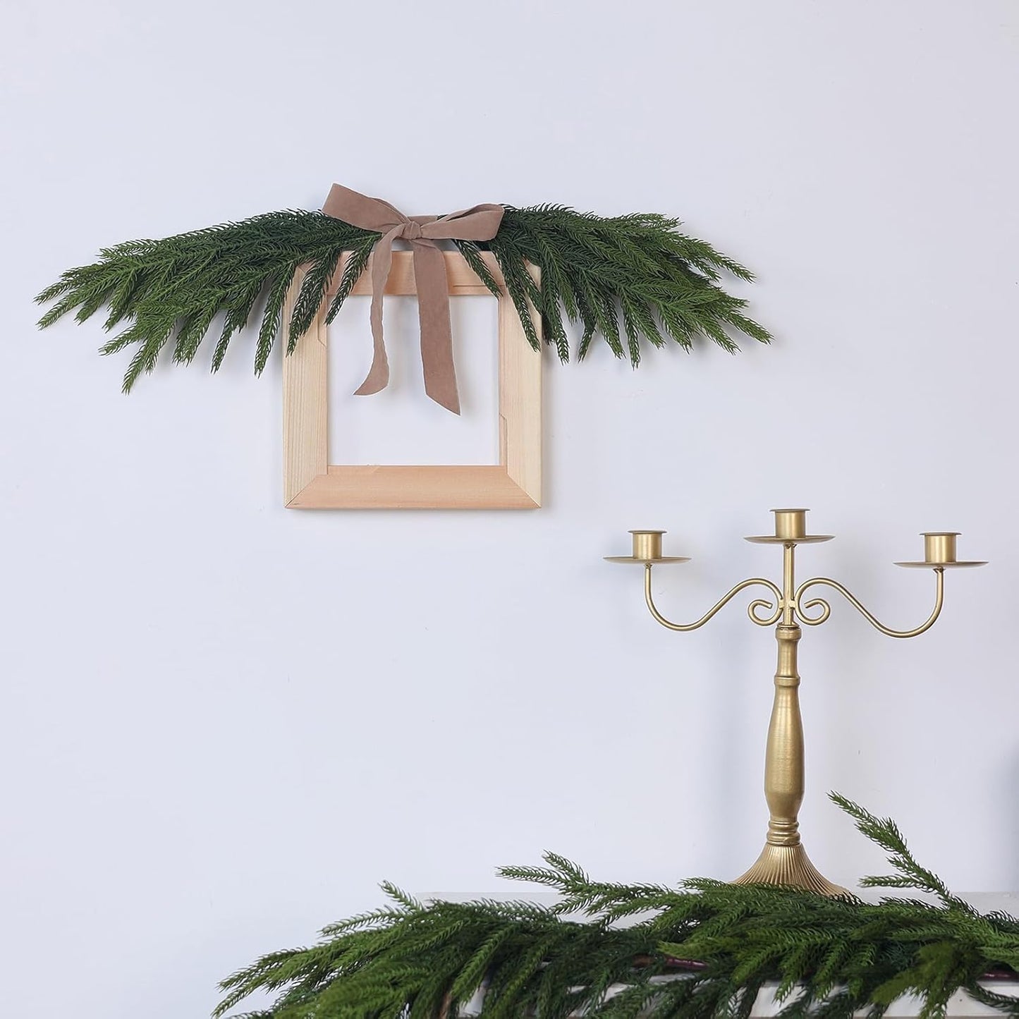 YXZZWL 16 Pcs Christmas Norfolk Pine Branches, 18 Inch Real Touch Artificial Norfolk Pine Branch Faux Cedar Pine Stem Fake Greenery Picks for Vase DIY Garland Wreath Home Decoration