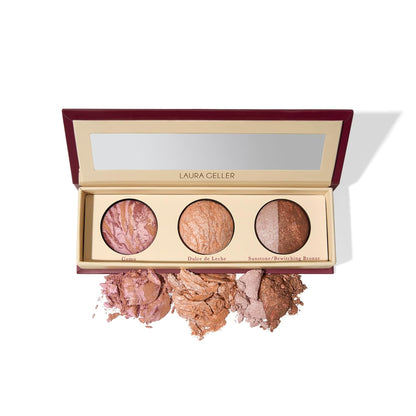 LAURA GELLER NEW YORK Geller's Greatest Lift-n-Glow Baked Trio Palette - Highlighter, Blush, Bronzer - All Skin Tones