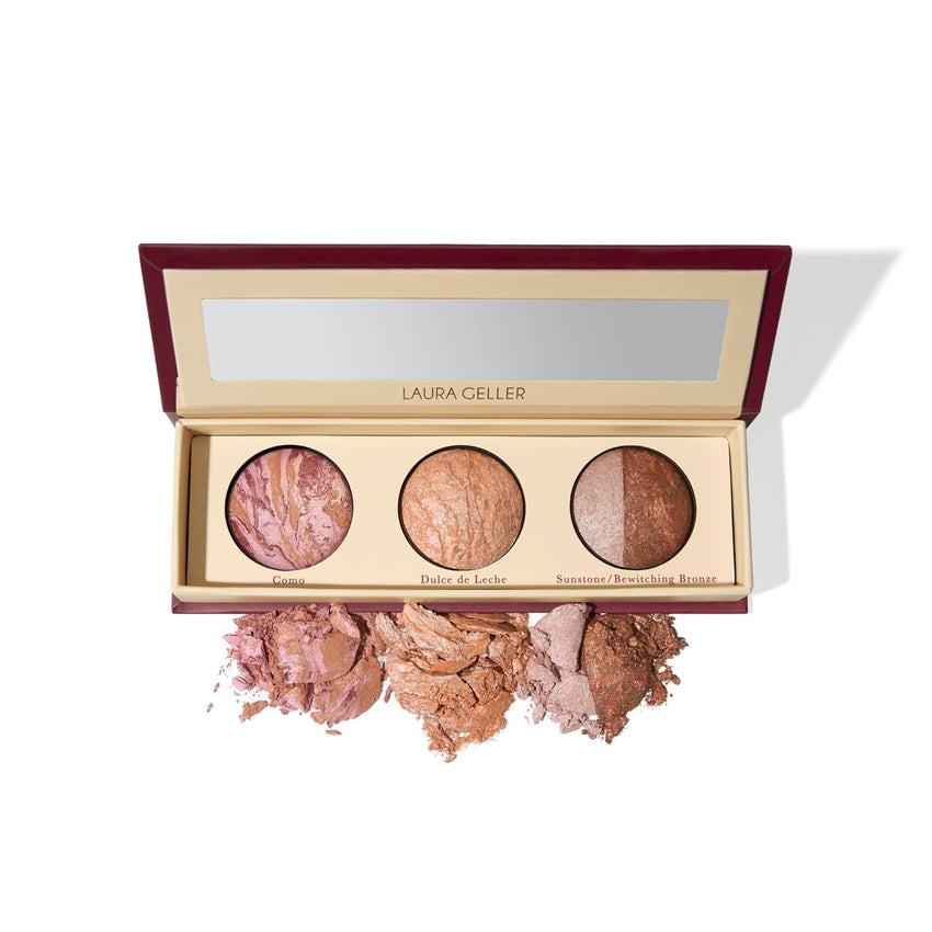LAURA GELLER NEW YORK Geller's Greatest Lift-n-Glow Baked Trio Palette - Highlighter, Blush, Bronzer - All Skin Tones