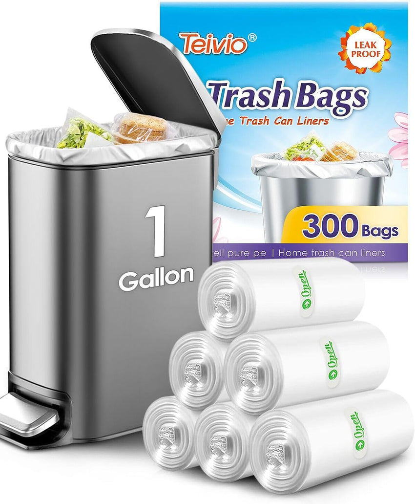 10 Gallon 200 Counts Extra Strong Trash Bags Tall Kitchen Garbage Bags by Teivio, 9 Gallon 10 Gallon,Bathroom Trash Can Bin Liners, Intended for Home,Plastic Bags for office kitchen Garden,Black