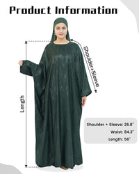 Elegant Eid Clothes Women Muslim Glossy Batwing Sleeve Abaya Ramadan Prayer Dress with Belt