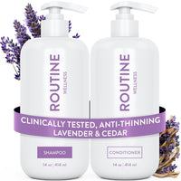 Routine Wellness Anti-Thinning Shampoo and Conditioner Set for Thinning Hair - Biotin DHT Blocker Women & Men - Color Safe Shampoo for Hair Loss & Healthier Hair - Rose Hips (Pack of 2)