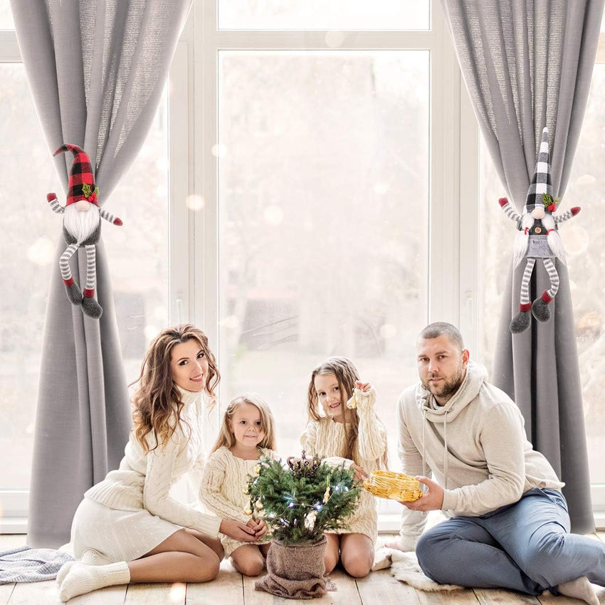 D-FantiX Christmas Curtain Tieback Buckle Set of 2, Mr and Mrs Gnome Curtain Tiebacks Holder Fastener Buckle Window Christmas Ornaments Decorations Home Décor 2025