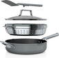 Ninja, Cookware, Steamer, Strainer Basket, Glass Lid and Spatula, Foodi NeverStick PossiblePan, Premium Set with 4-Quart Capacity Pan, Nonstick, Durable, Oven Safe Cookware, Cherry Tart, CW102RD