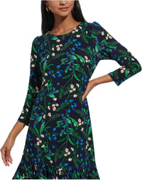 Tommy Hilfiger Women's 3/4 Sleeve High Neck Ruffle Trim Jersey Mini Dress