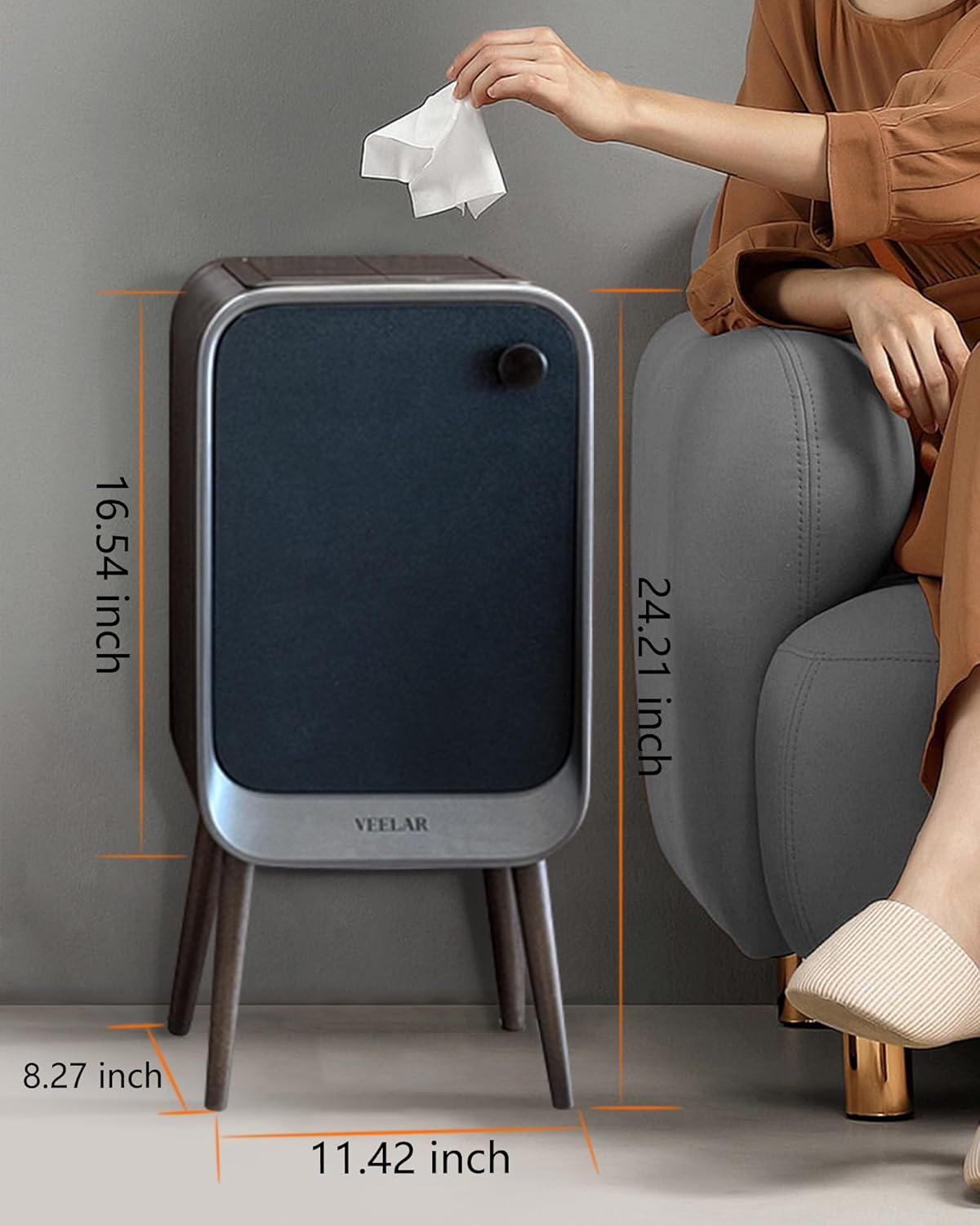 Motion Sensor Trash Can - Automatic Touchless 5.5 Gallon / 20L Garbage Bin with Lid, Quiet Auto Open/Close Office/Bedroom Trash Can for Living Room (Grey)
