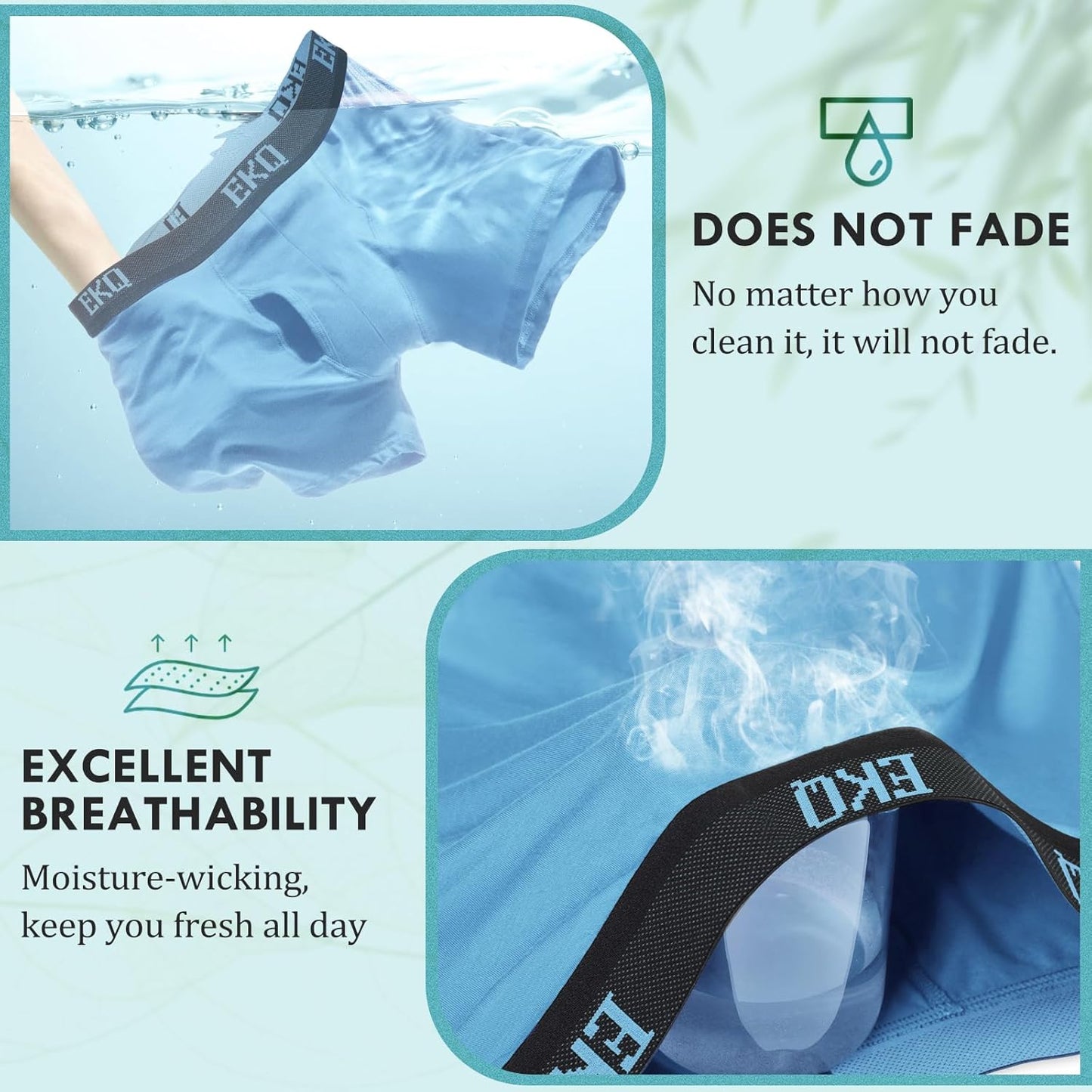 Mens Underwear Breathable Boxer Briefs 7 Pack Bamboo Rayon Boxers for Men Soft Stretchy Men's Underwear with Fly