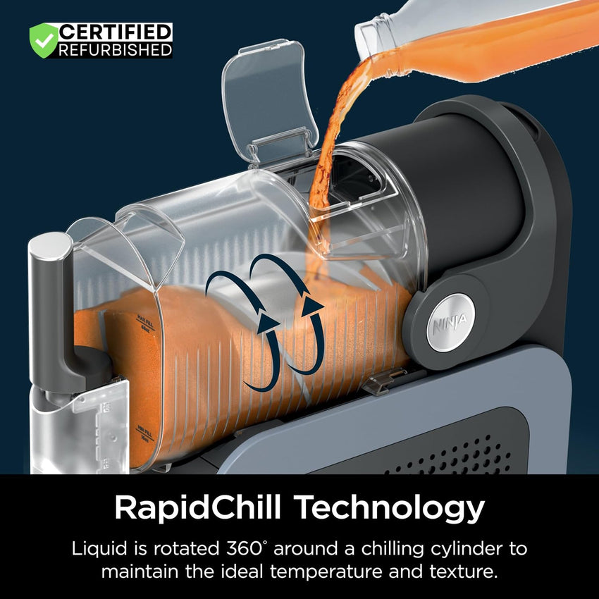 Ninja FS301 Professional Maker with RapidChill Technology, 88 oz Drink & Slushie Machine, 5 Preset Programs, Frozen Margaritas, Frappés, and More, Premium Accents, Black (Renewed)