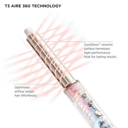 T3 Aire 360 Multi-Styler & Blowout System with Luxe Carrying Case, Rapid Drying Hair Dryer, Ceramic Curling Attachments, Oval Brush & Drying Concentrator | Blowouts & Long-Lasting Curls