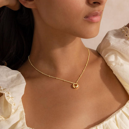 M MOOHAM Gold Necklace for Women Non Tarnish - Dainty 14K Gold Plated Beaded Chain Small Pendant Necklaces Simple Pearl Circle Beads Teardrop Pendant Necklace for Women Trendy Jewelry Gifts