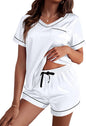 Ekouaer Silk Pajama for Women Short Sleeve Satin Pj Set Two Piece Soft Sleepwear Loungewear S-XXL