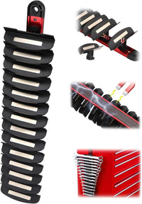 2-Pack Magnetic Wrench Organizer, 32-Slot Premium Wrench Rack Holder Tool Trays for Toolboxes Drawer Storage, SAE (1/4" - 1-1/16") & Metric (6mm - 24mm)