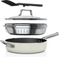 Ninja, Cookware, Steamer, Strainer Basket, Glass Lid and Spatula, Foodi NeverStick PossiblePan, Premium Set with 4-Quart Capacity Pan, Nonstick, Durable, Oven Safe Cookware, Cherry Tart, CW102RD