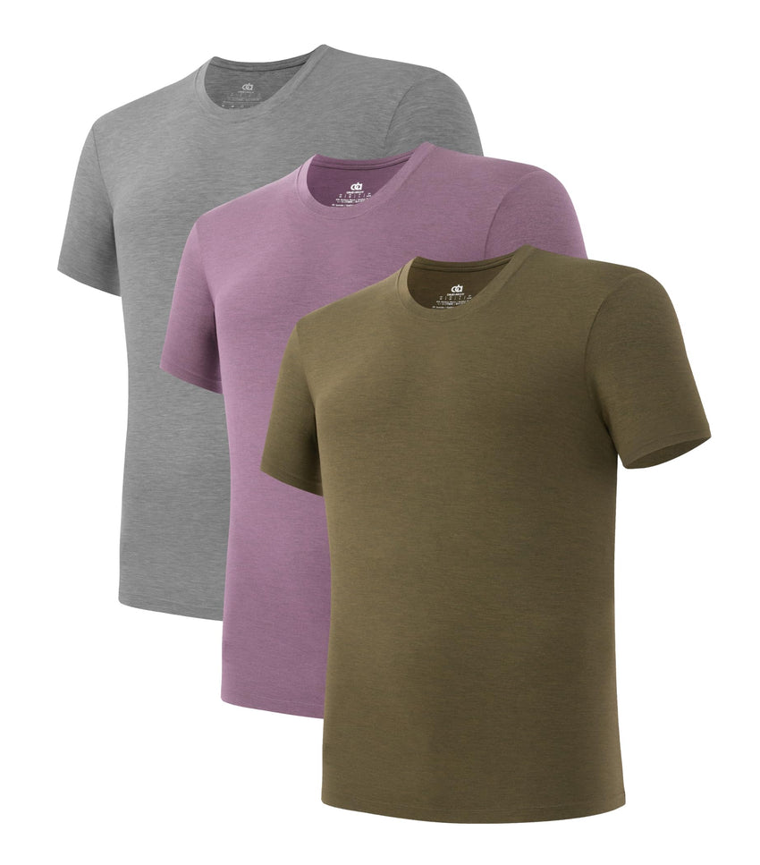 DAVID ARCHY Men's Undershirt Bamboo Rayon Moisture-Wicking Crewneck T-Shirts Stretch Tees for Men, 3 or 5 Pack