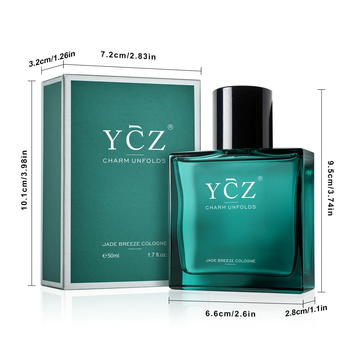 Ycz Midnight Marine Eau de Parfum for Men, 1.7 Fl Oz (50 mL), Long-Lasting Cologne, Fresh Marine & Woody Fragrance with Grapefruit, Ginger and Cedar Notes for Daily Wear, Date Night and Gifts