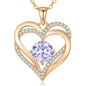 Personalized Double Heart Birthstone Necklace for Women – Sterling Silver Gift