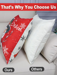 Christmas Decorations Set of 4 Double-Sided Print Christmas Pillow Covers 18" x 18", with 8 Cute Patterns, Throw Pillow Covers Perfect for Home Christmas Decor