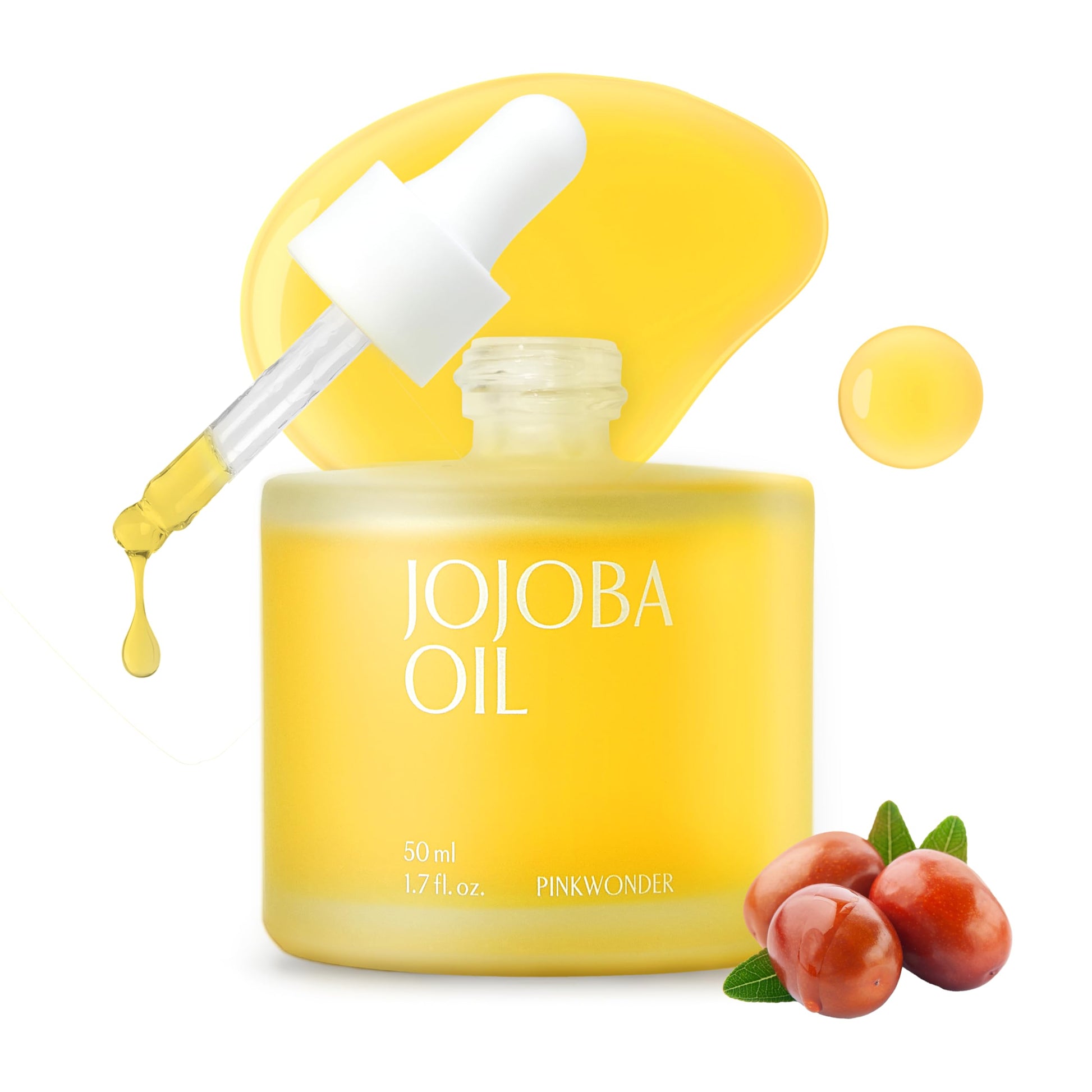 PINKWONDER USDA Organic Jojoba Oil | 100% Pure, Cold-Pressed & Vitamin E-Rich Oil for Skin | Non-Greasy, Fast-Absorbing for Face, 1.69oz (50ml)
