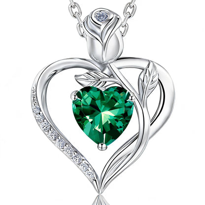 Women's Heart Pendant Necklace – 1.2CT Moissanite or Lab-Grown Sapphire, Ruby & Emerald