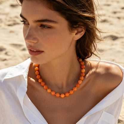 Colorful Beaded Necklace for Women Boho Statement Chunky Necklace Natural Stone Beads Gemstone Choker Necklaces Handmade Summer Beach Jewelry