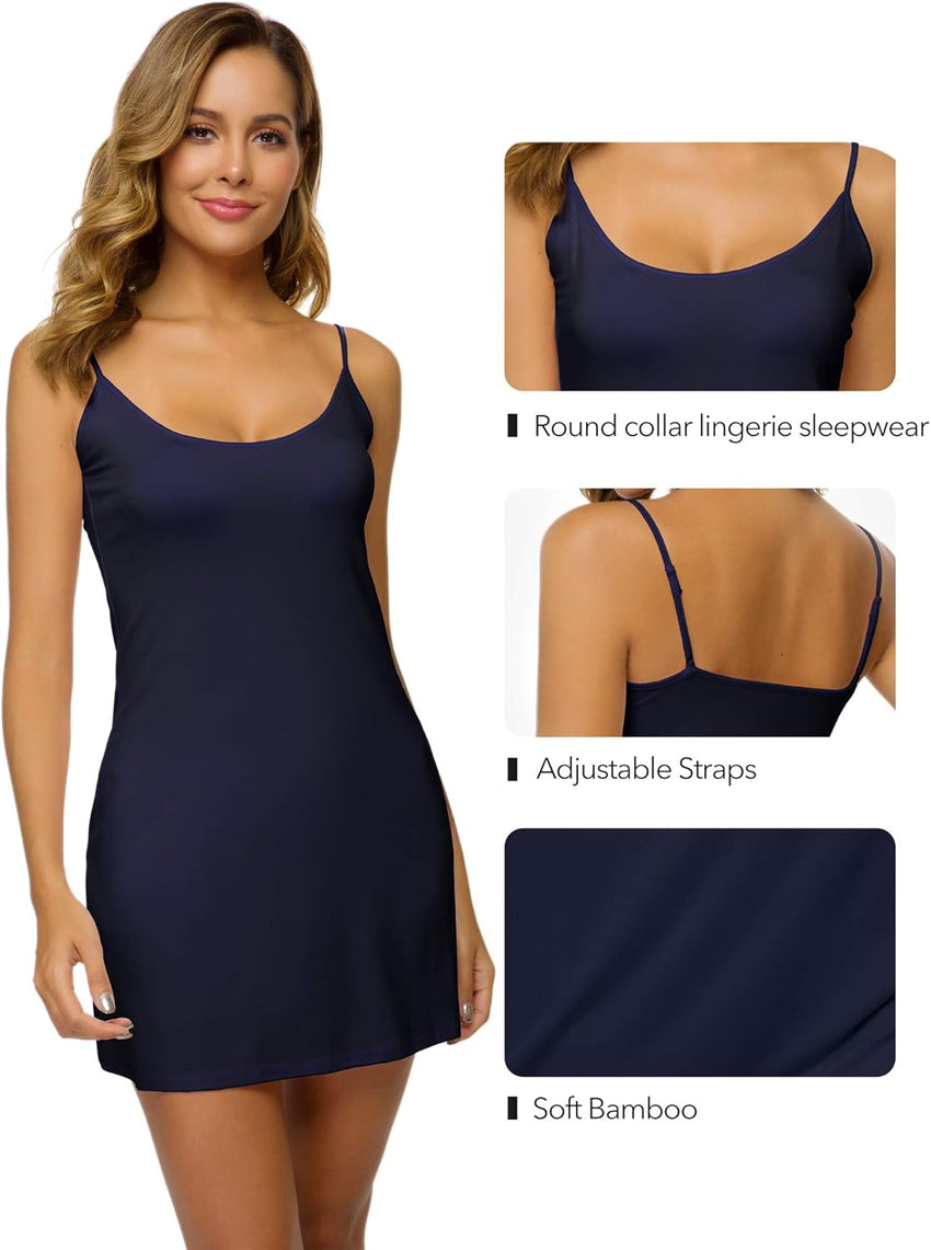 WiWi Slip Dress for Women Viscose from Bamboo Spaghetti Strap Lingerie Sexy Nightgowns Plus Size Sleep Chemise S-4X