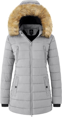 wantdo Women's Warm Winter Coat Heavy Puffer Jacket Parka with Fur Trimmed Hood