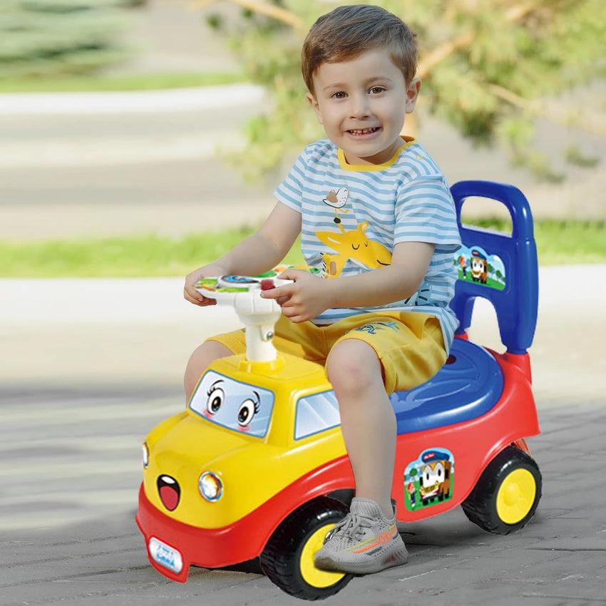 2025 Upgrade Ride On Push Car for Toddlers, 51×25×45cm Baby Sliding Car with Music Steering, Ride On Toy with Underneath Storage