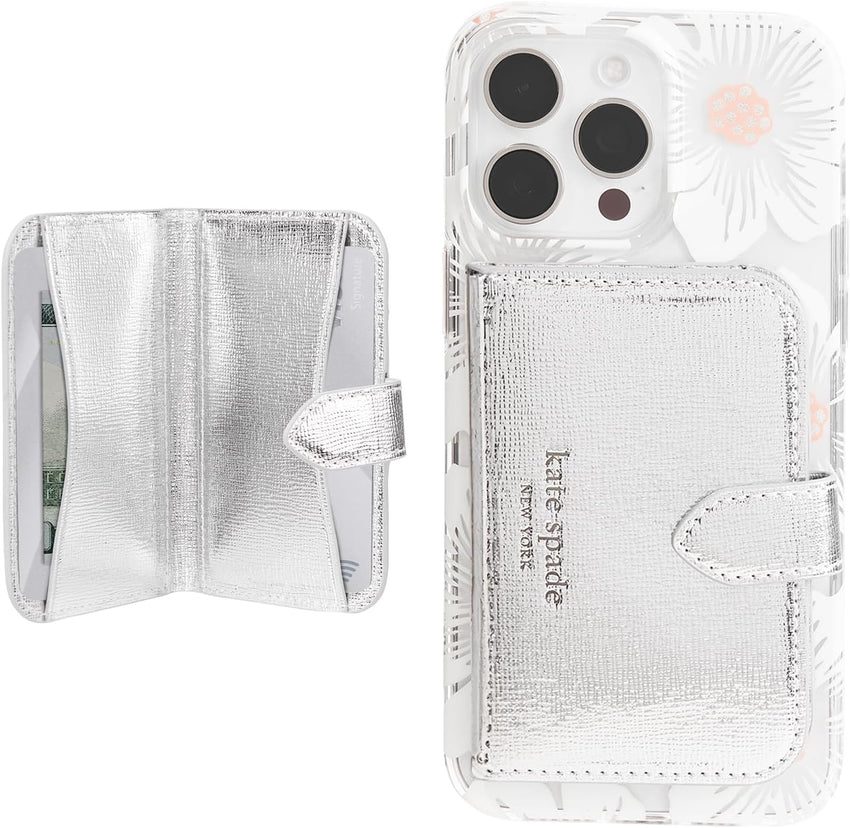 kate spade new york Morgan Magnetic Phone Wallet/Card Holder - Compatible with MagSafe Phones and Cases - Chalk Pink