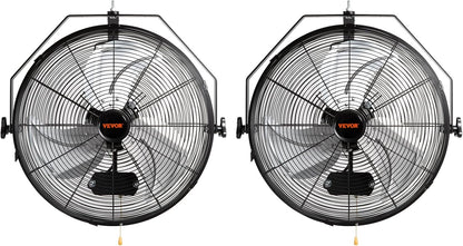 VEVOR 18 inch Wall Mount Fan Waterproof 2 Packs, 3 speed High Velocity 4000 CFM Industrial Wall Fan for Indoor, Commercial, Residential, Warehouse, Greenhouse, Workshop, Basement, Garage,Black